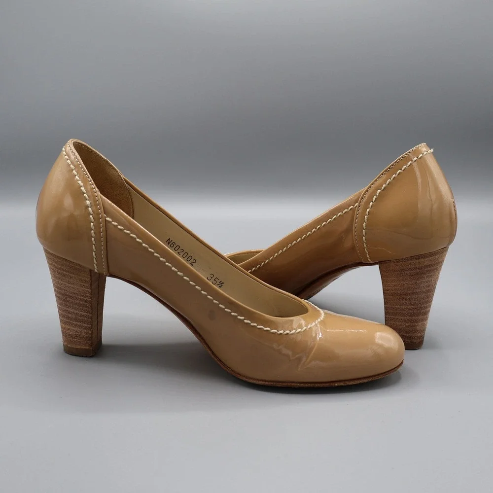AGL Patent‎ Leather Pumps Womens 35.5 Tan Classic Old Money Career Professional